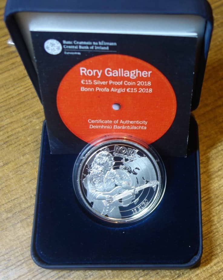IRELAND RORY GALLAGHER 15 EURO SILVER PROOF COIN. 2018.