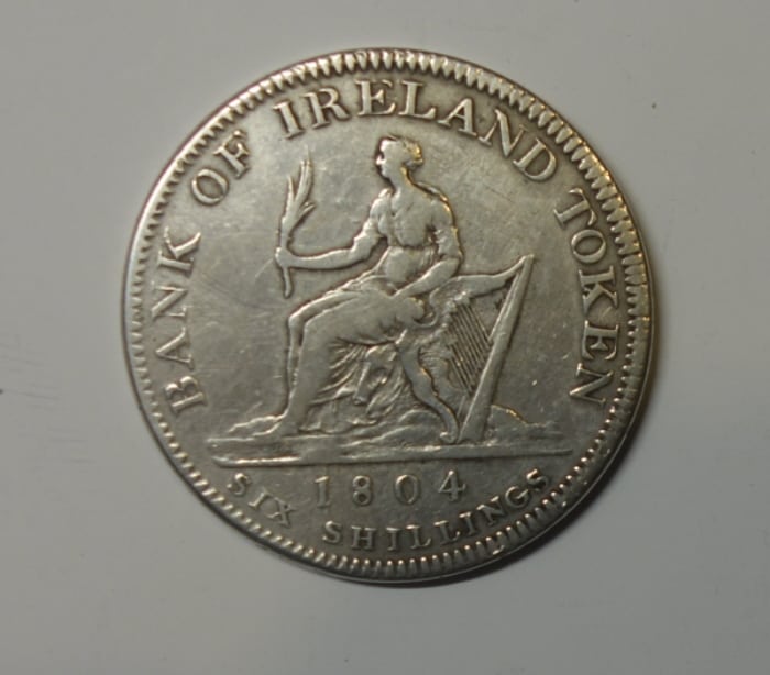 IRELAND BANK OF IRELAND SIX SHILLING TOKEN 1804. 111. ML