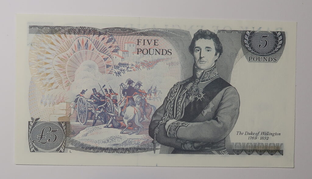 GREAT BRITAIN FIVE POUND NOTE UNC DUKE OF WELLINGTON 1769 1852 ML GREAT BRITAIN FIVE POUND NOTE UNC DUKE OF WELLINGTON 1769 1852 ML