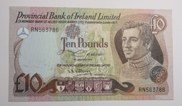 PROVINCIAL BANK OF IRELAND TEN POUND STERLING NOTE 1979. UNC