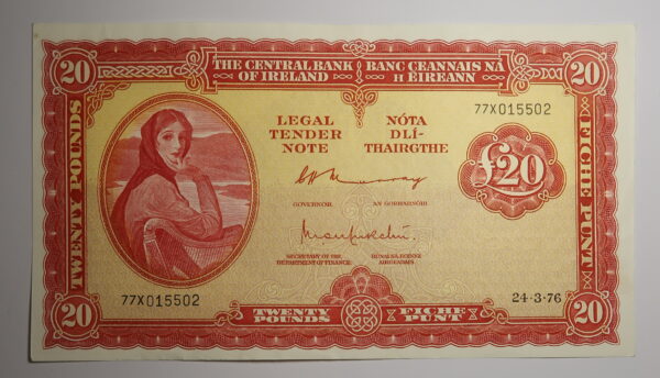 IRELAND LAVERY TWENTY POUND NOTE   24.3.1976 .