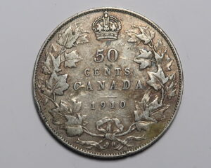 CANADA  SILVER 50 CENT 1910.