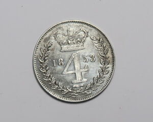 GREAT BRITAIN : SILVER MAUNDY FOURPENCE 1853