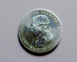 FRANCE : SILVER PIEDFORT 100 FRANCS 1987. UNC.  GENERAL LA FAYETTE.