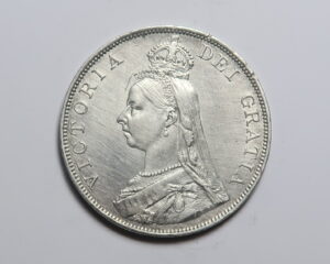 GREAT BRITAIN SILVER DOUBLE FLORIN 1890. QUEEN  VICTORIA.