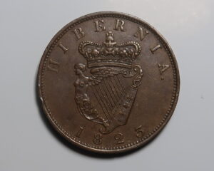IRELAND HIBERNIA PENNY 1823. GEORGE 1V .