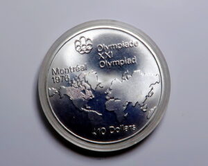 CANADA  SILVER TEN  DOLLARS 1973. UNC.    MONTREAL OLYMPICS.