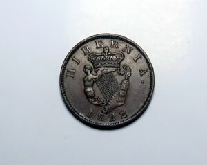 IRELAND HIBERNIA HALFPENNY  1822.GEORGE 1V.