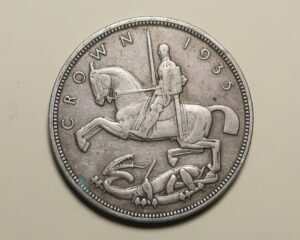 GREAT BRITAIN SILVER CROWN 1935. "ROCKING HORSE"