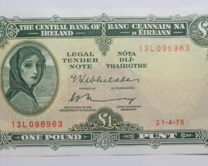 IRELAND LAVERY ONE POUND NOTE.  21.4.1975