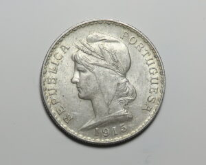 PORTUGAL : SILVER ONE ESCUDOS 1915.   0.835 SILVER.