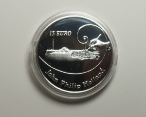 IRELAND 15 EURO SILVER PROOF 2014. JOHN PHILIP HOLLAND. INVENTOR SUBMARINE. IN CAPSULE.