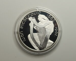 IRELAND: IRISH 15 EURO SILVER PROOF COIN.   IVAN MESTROVIC 2007. IN CAPSULE
