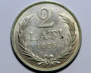 LATVIA :  SILVER  TWO LATI 1925.