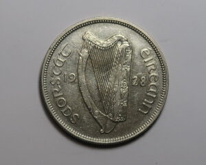 IRELAND: IRISH SILVER HALF CROWN 1928.