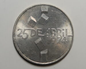 PORTUGAL : SILVER 100 ESCUDOS 1974.  REVOLUTION 25TH APRIL 1974.