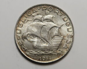 PORTUGAL : SILVER 5 ESCUDOS 1948.