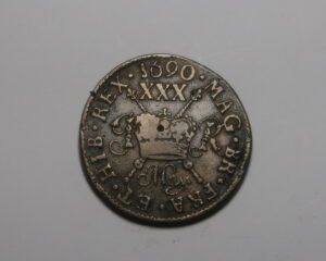 IRELAND : GUNMONEY HALFCROWN 1690.  MAY