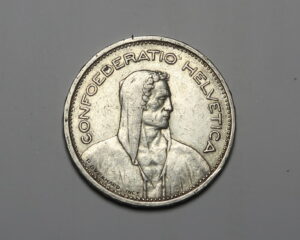 SWITZERLAND :  SILVER FIVE FRANCS 1953.