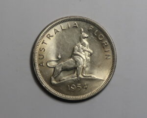 AUSTRALIA : SILVER FLORIN  1954.  ELIZABETH 11.