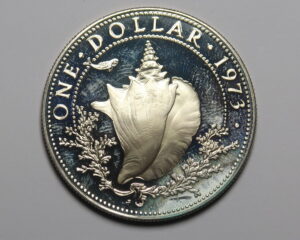BAHAMAS : SILVER PROOF ONE DOLLARS 1973.  0.800 SILVER.