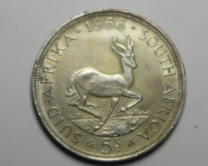 SOUTH AFRICA: SILVER FIVE SHILLINGS 1956.