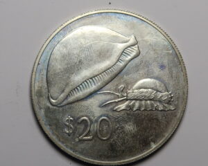 FIJI : SILVER 20 DOLLARS 1978.  CONSERVATION - GOLDEN COWRIE.