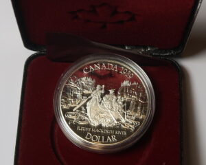 CANADA : SILVER PROOF ONE  DOLLARS 1989.   MACKENIE RIVER.