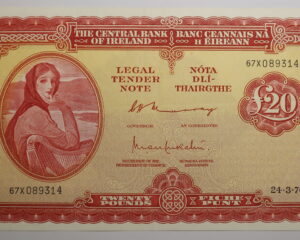 IRELAND LAVERY TWENTY POUND NOTE   24.3.1976 .