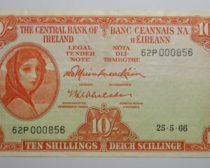 IRELAND LAVERY TEN SHILLING NOTE 25.5.1966