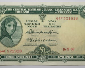 IRELAND LAVERY ONE POUND NOTE  16.3.1962.