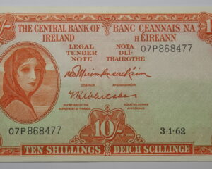 IRELAND LAVERY TEN SHILLING NOTE 3.1.1962.