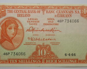 IRELAND LAVERY TEN SHILLING NOTE 6.4.1964.
