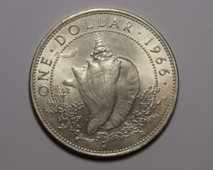 BAHAMAS : SILVER ONE DOLLAR 1966. 0.800 SILVER.