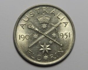 AUSTRALIA : SILVER FLORIN  1951. UNC.   GEORGE V1.