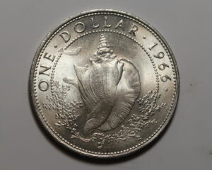 BAHAMAS : SILVER  ONE DOLLAR 1966.  0.800 SILVER.