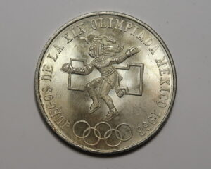 MEXICO:  SILVER 25 PESOS 1968.  19TH. OLYMPICS MEXICO 1968.