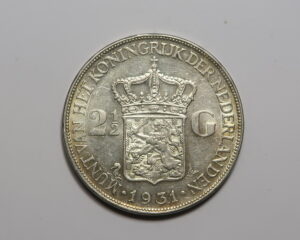 NETHERLANDS :  SILVER  2 1/2  GULDEN 1931.  0.720 SILVER