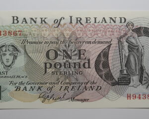 IRELAND : BANK OF IRELAND £1 ( STG) .UNC. SERIAL NO: H943867.