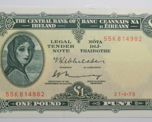 IRELAND LAVERY ONE POUND NOTE 21.4.1975.
